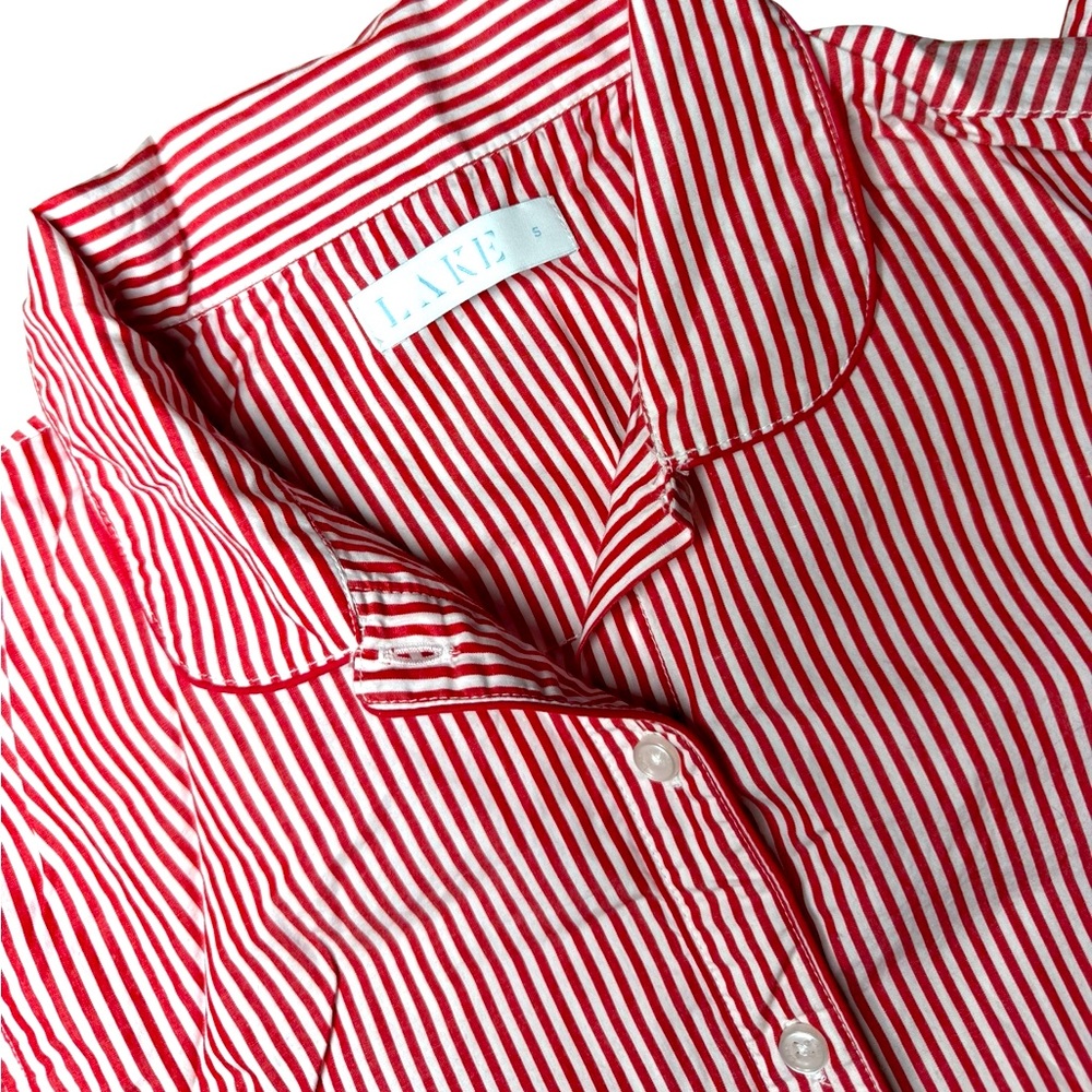 LAKE Pajamas Red & White Stripe 100% Cotton Set – Size Small (Top & Pants) - Picture 3 of 8